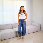 Damen lässige weite Jeanshose R&B