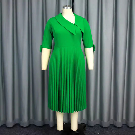 Damen Falten Kleid mit eleganter Kragen- und Ärmelgestaltung R&B