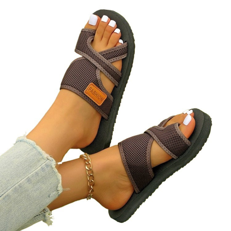 Damen Komfortable Freizeit-Sandalen mit elastischen Riemen R&B