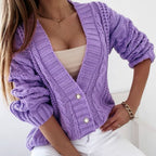Damen Grobstrickjacke mit modernem Zopfmuster und oversized Schnitt