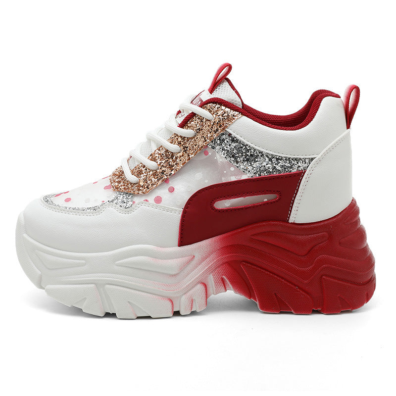 Damen Sportliche Glitter Sneakers mit trendiger Plateausohle R&B