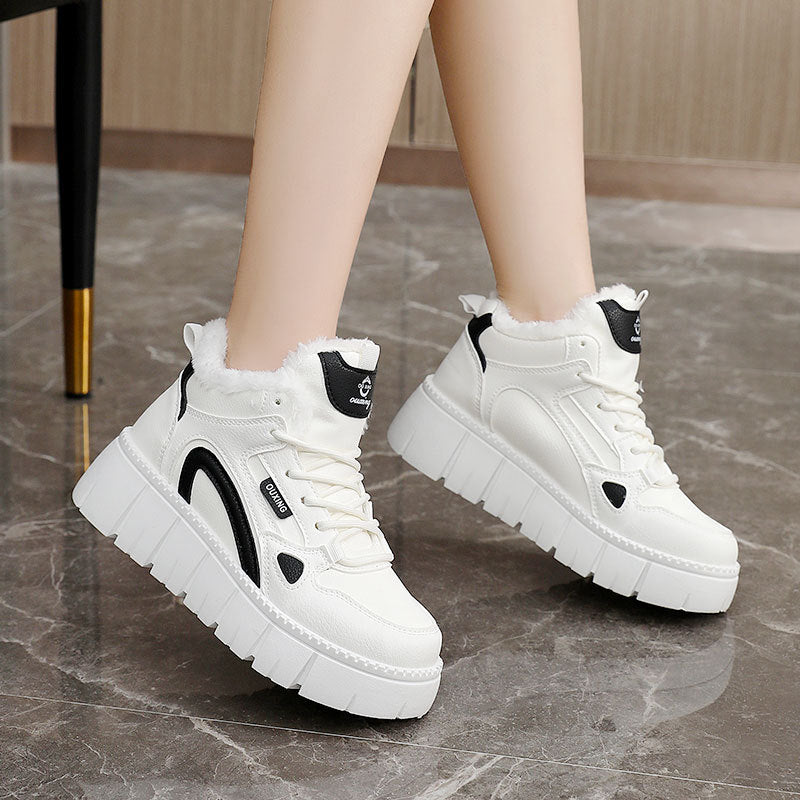 Damen warme High-Top Sneakers mit kuscheligem Innenfutter und rutschfester Sohle R&B