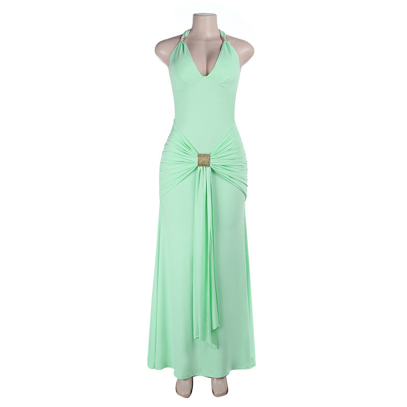 Damen Maxikleid mit raffiniertem Wickeldesign und verführerischem V-Ausschnitt R&B