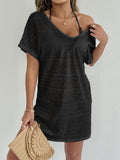 Damen luftiger Häkel-Überwurf mit tiefem V-Ausschnitt R&B