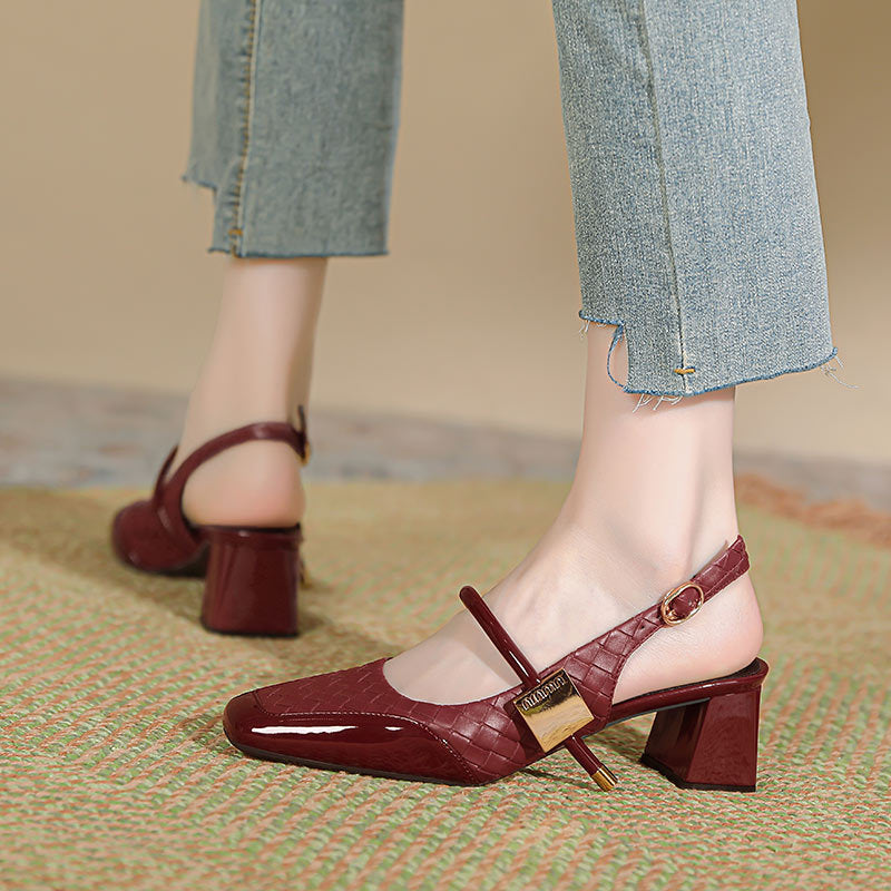 Damen Slingback-Pumps mit strukturiertem Obermaterial