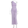 Damen stilvolles Wickelkleid mit asymmetrischem Ausschnitt und Rüschendetails R&B