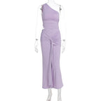 Damen stilvolles Wickelkleid mit asymmetrischem Ausschnitt und Rüschendetails R&B