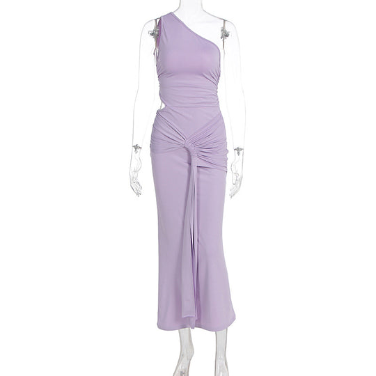 Damen stilvolles Wickelkleid mit asymmetrischem Ausschnitt und Rüschendetails R&B