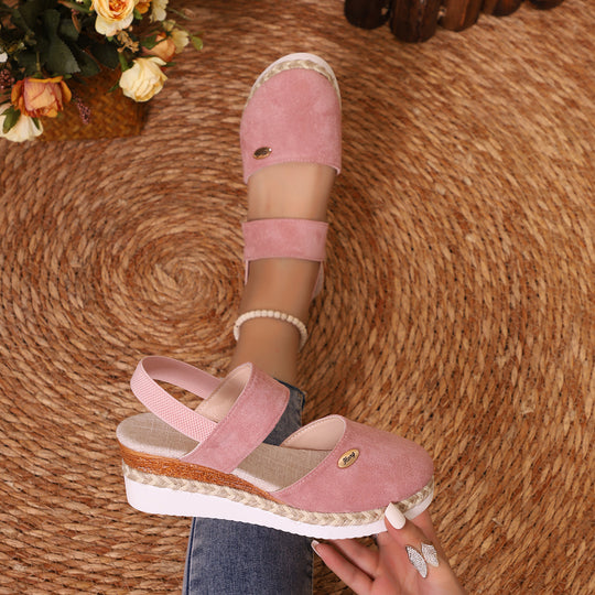 Damen Wedge-Sandaletten mit elastischem Riemendesign und komfortabler Plateausohle R&B