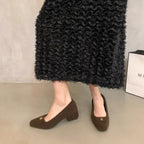 Damen elegante Blockabsatz-Ballerinas aus Wollfilz R&B