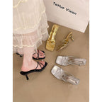Damen elegante High Heel Sandalen mit schickem Riemendesign R&B