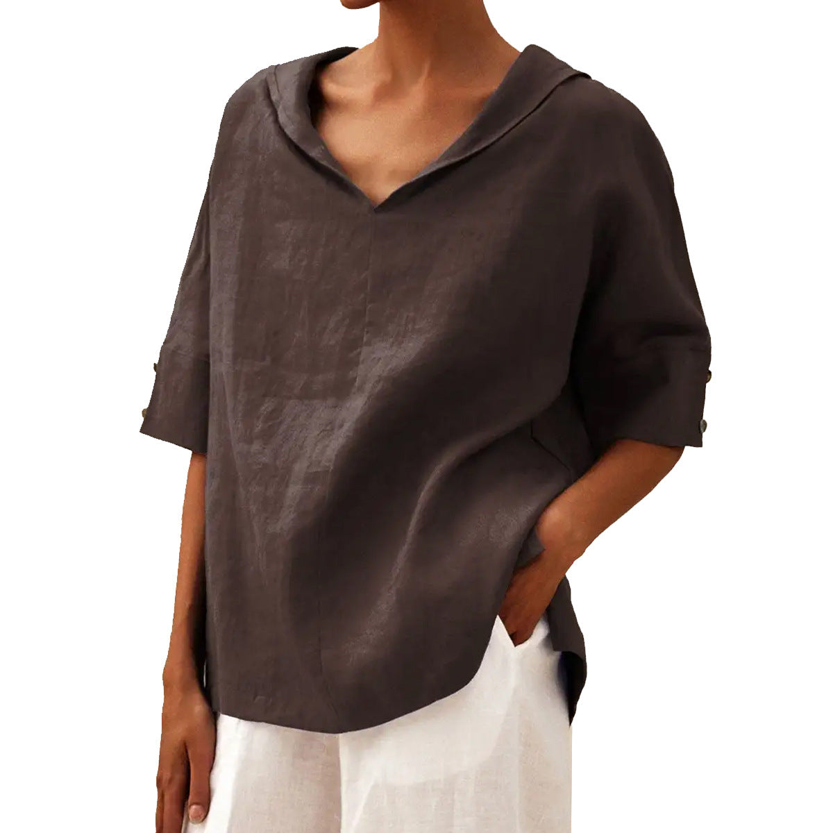 Damen Lässige Bluse mit floralem Muster und modernem Kragen R&B