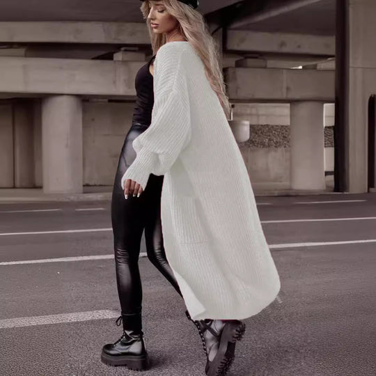 Damen Grobstrickmantel im lässigen Oversized-Stil mit tiefen Taschen R&B