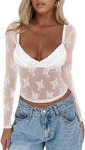 Damen Transparente Spitzenbluse mit eleganten Details R&B