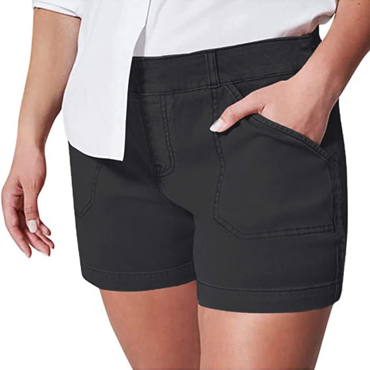 Damen modische Baumwoll-Shorts mit hoher Taille und seitlichen Taschen R&B