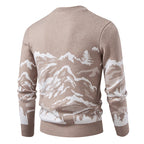 Herren Strickpullover mit Bergmotiv und hohem Kragen R&B