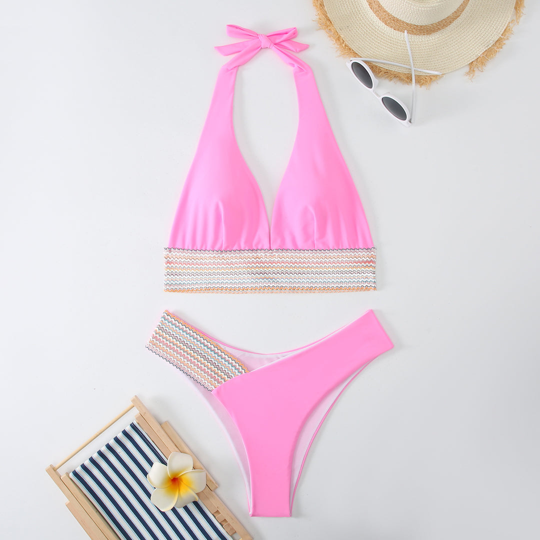 Damen Triangel-Bikini-Set mit modischem Wickelband R&B