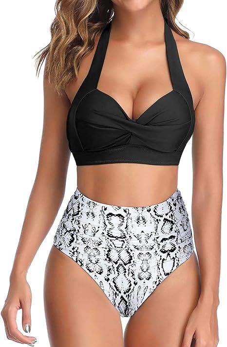 Damen Hochgeschnittener Bikini mit raffiniertem Oberteil R&B