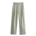 Damen weite, eleganten Bundfaltenhose mit seitlichen Taschen R&B