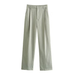 Damen weite, eleganten Bundfaltenhose mit seitlichen Taschen R&B