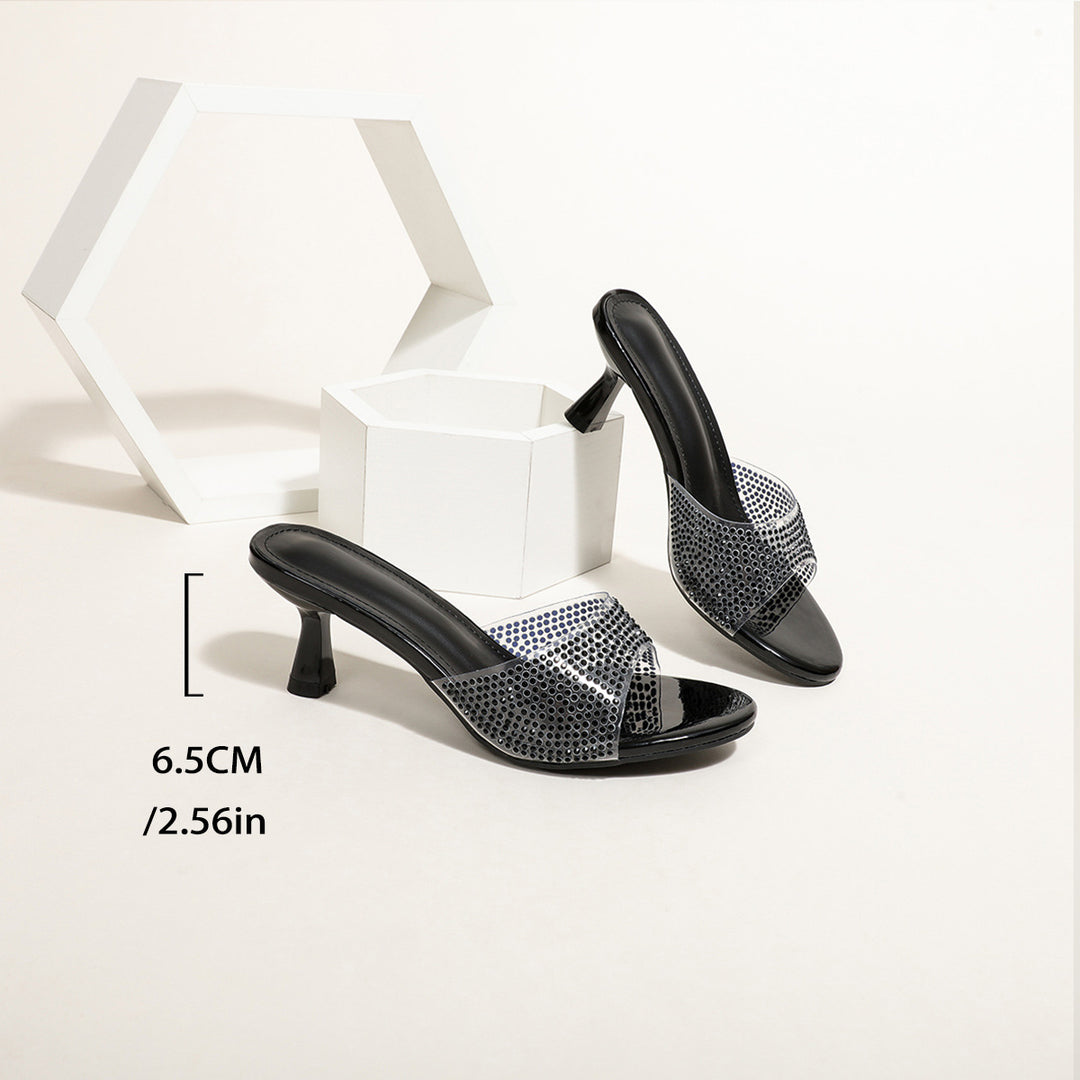 Damen modische Slide-Sandalen mit funkelnden Strass-Details R&B