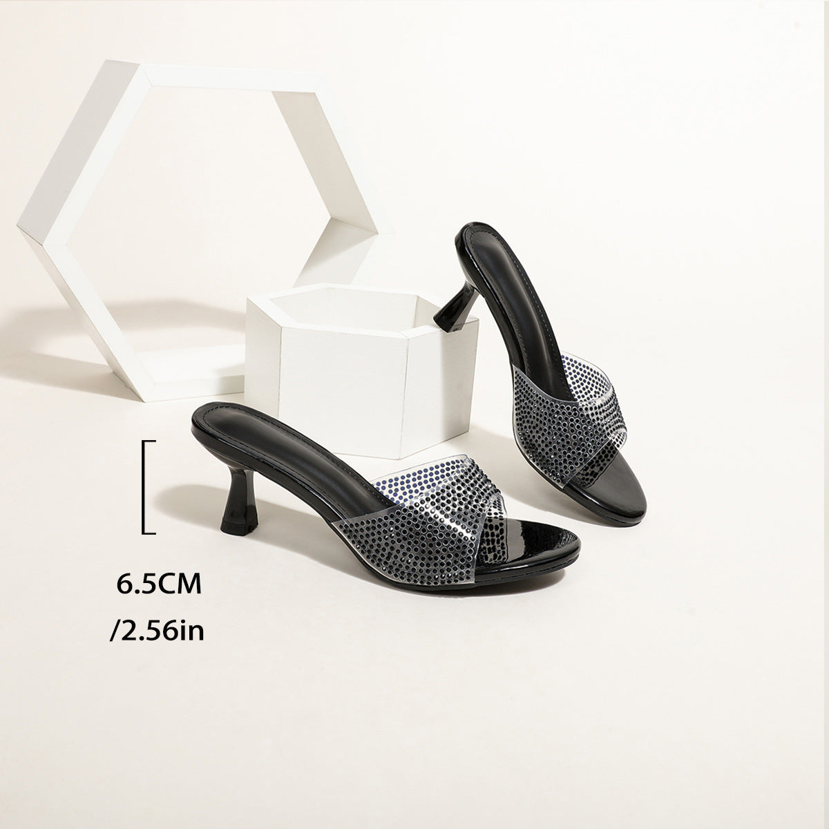 Damen modische Slide-Sandalen mit funkelnden Strass-Details R&B