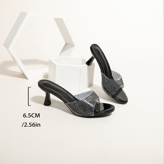 Damen modische Slide-Sandalen mit funkelnden Strass-Details R&B