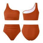 Damen Bikini-Set mit elegantem asymmetrischen Oberteil und hohem Taillenslip R&B