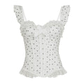 Damen Spitzen-Bustier mit Rüschendetails und Punkten R&B