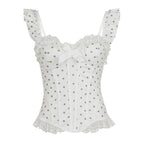 Damen Spitzen-Bustier mit Rüschendetails und Punkten R&B