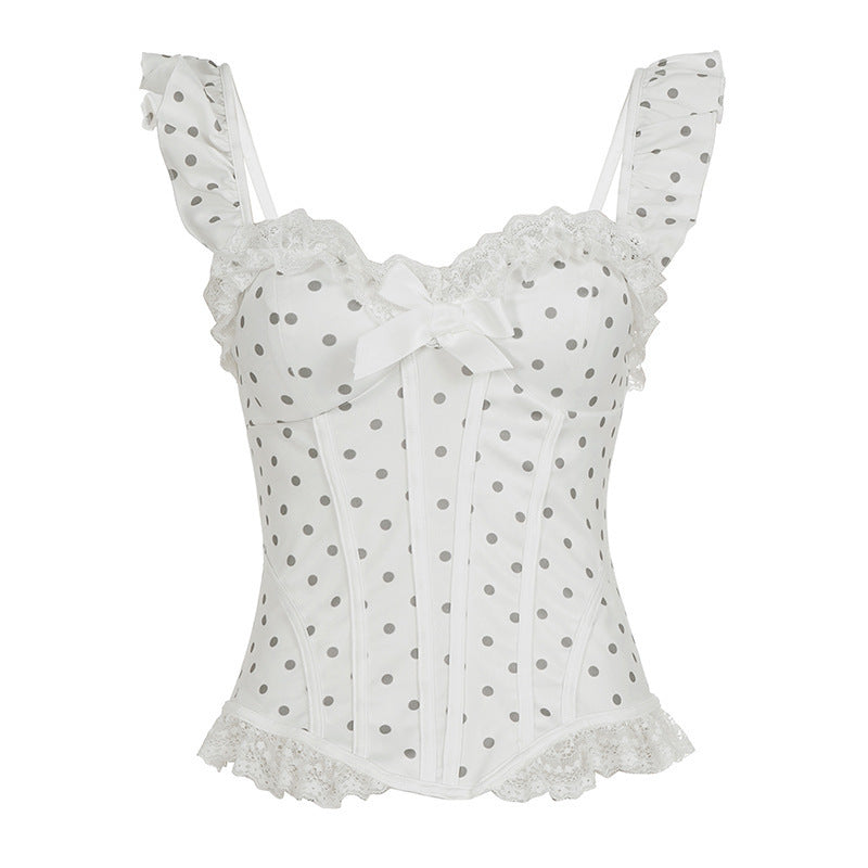 Damen Spitzen-Bustier mit Rüschendetails und Punkten R&B