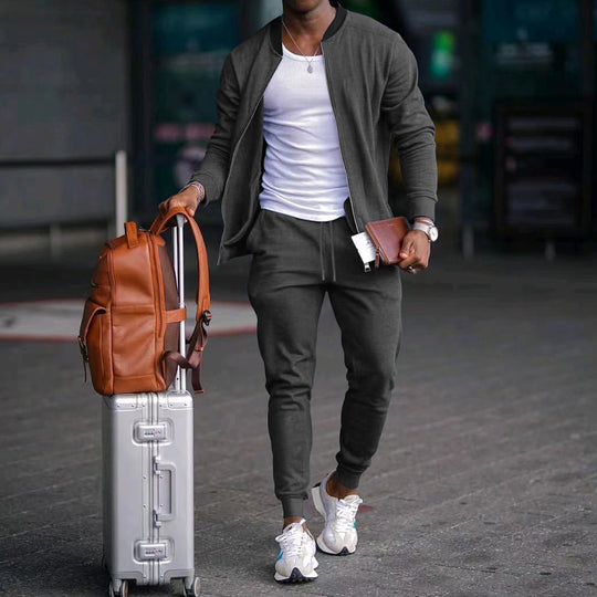 Herren Sportliches Freizeit-Set aus atmungsaktivem Material mit Reißverschluss und praktischen Taschen R&B