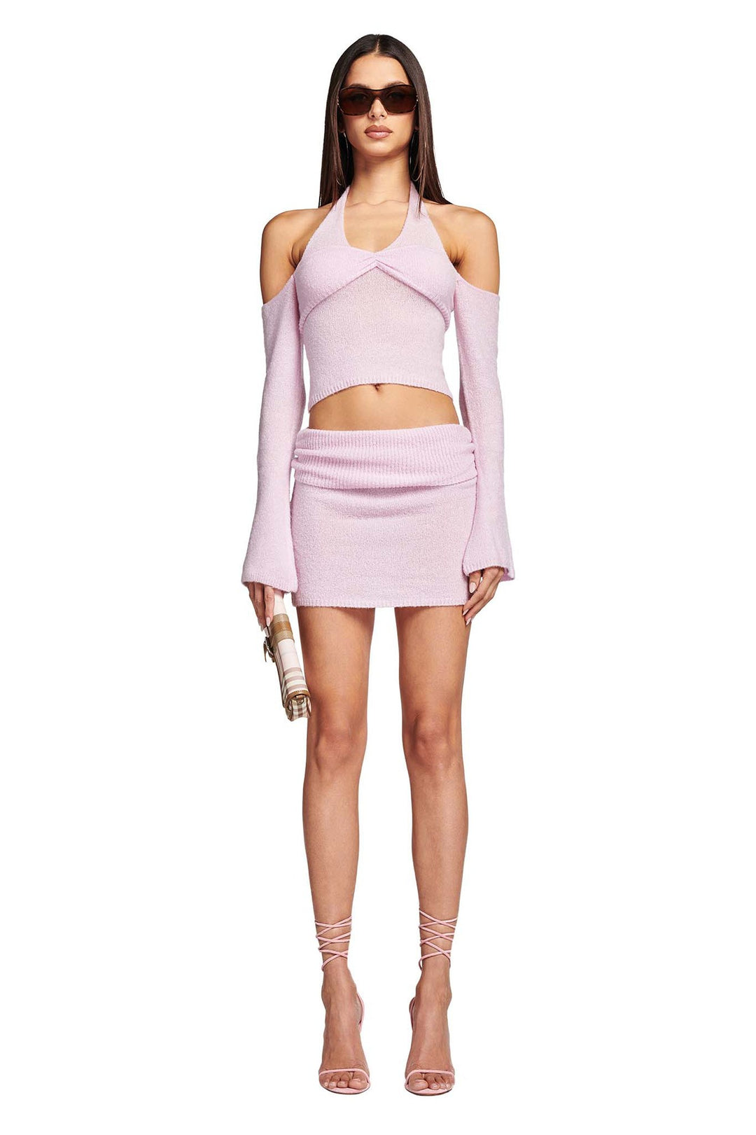 Damen gehäkeltes Crop-Top und Minirock-Set mit elegantem Design R&B