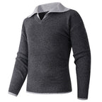 Herren eleganter V-Ausschnitt Pullover mit kontrastierendem Kragen R&B