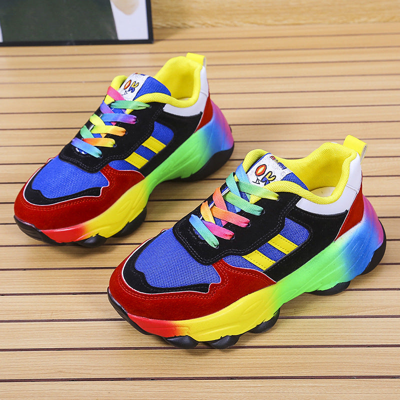 Damen Sportliche Sneakers mit buntem Farbverlauf und atmungsaktiver Mesh-Oberfläche R&B