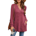 Damen Strickpullover mit V-Ausschnitt und praktischen Taschen