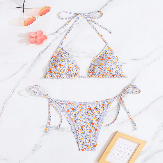 Damen Triangel-Bikini-Set mit verstellbaren Bindebändern R&B