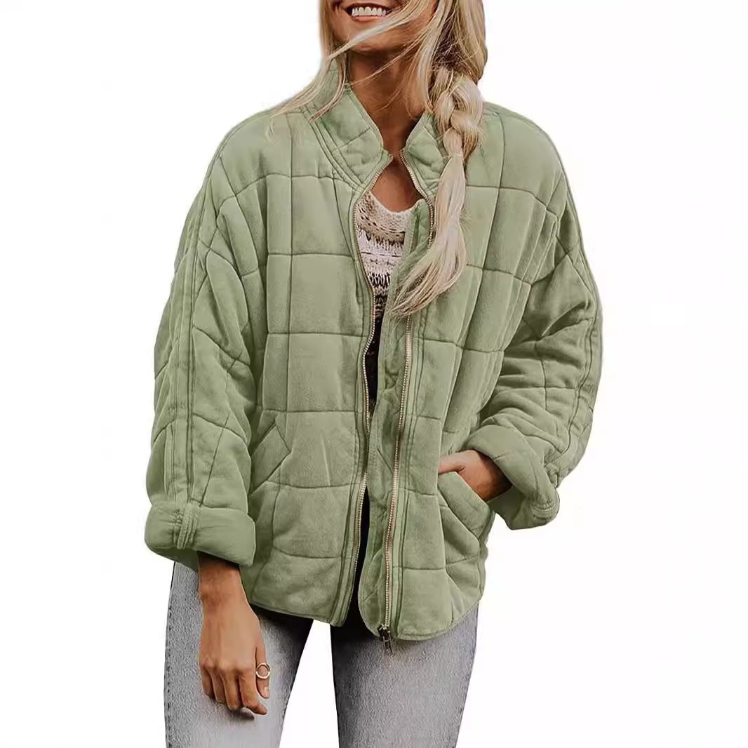 Damen gesteppte Kapuzenjacke mit Reißverschluss und Taschen R&B
