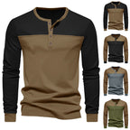 Herren Langarm-Henley-Shirt mit modernem Colorblock-Design und Knopfleiste R&B