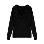 R&B | Strickbluse mit Blumen-details V-ausschnitt und Feminine Passform Elegant und Sophisticated