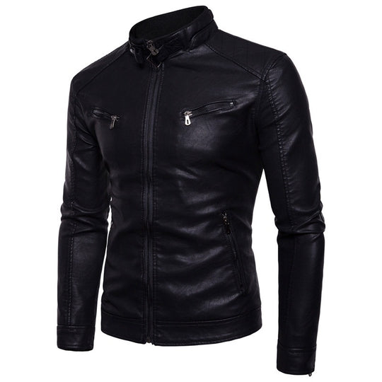 Herren Bikerjacke aus weichem Leder mit asymmetrischem Reißverschluss