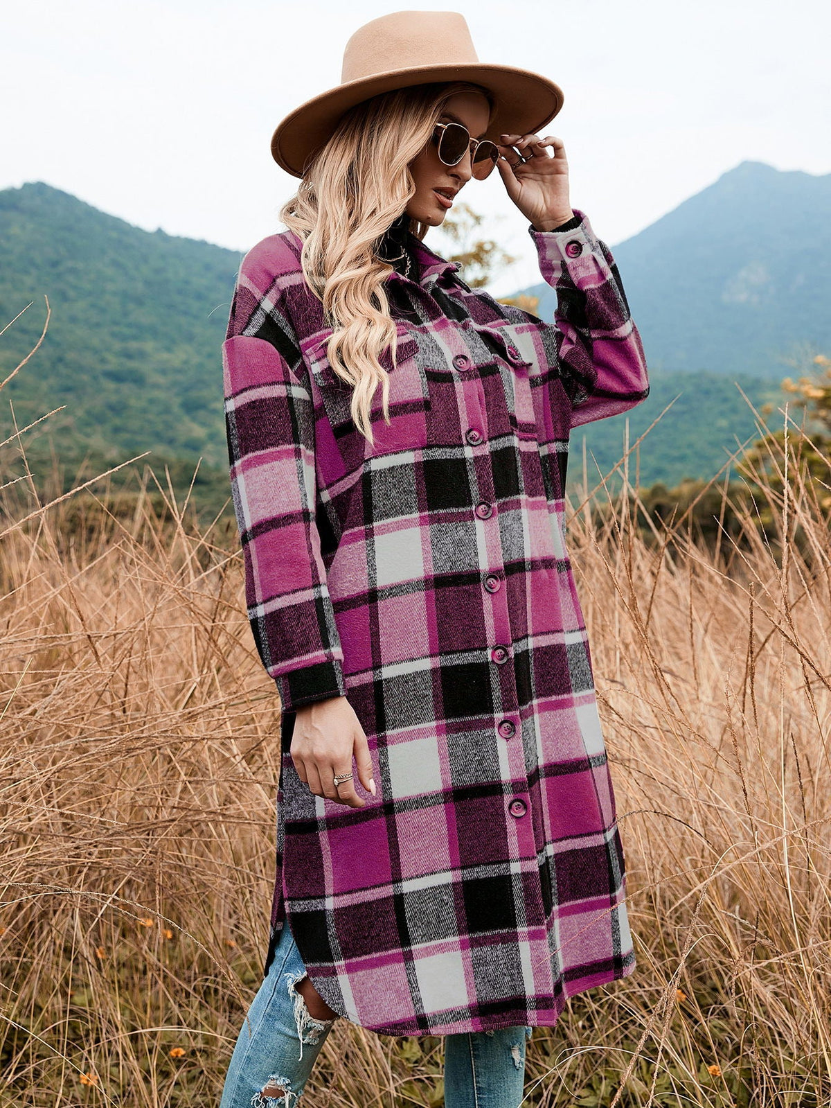 Damen Flanellhemd-Kleid mit Karomuster R&B