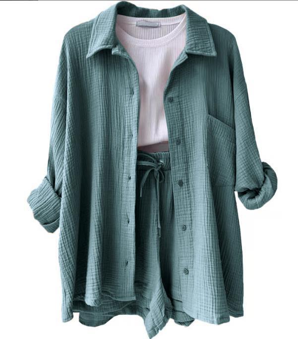 Damen lässige Oversized-Hemdjacke mit Gürtel R&B