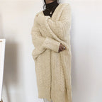 Damen Strickponcho mit tiefem V-Ausschnitt und trendigem Zopfmuster R&B