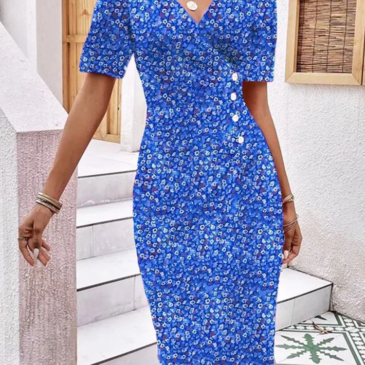 Damen Blumenkleid im Wickelstil von R&B