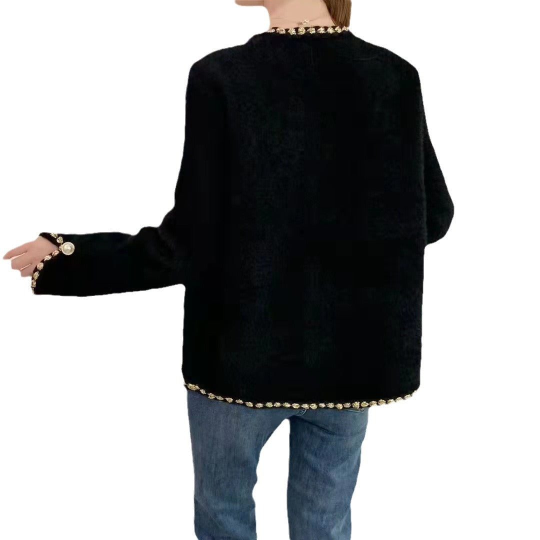 Damen Elegante Strickjacke mit dekorativen Perlenknöpfen und feiner Struktur R&B