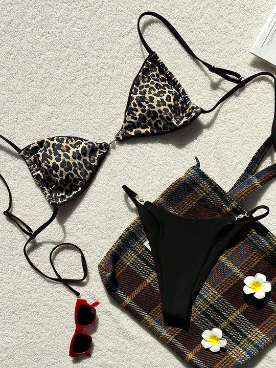 Damen Triangel-Bikini mit elegantem Leopardenmuster R&B