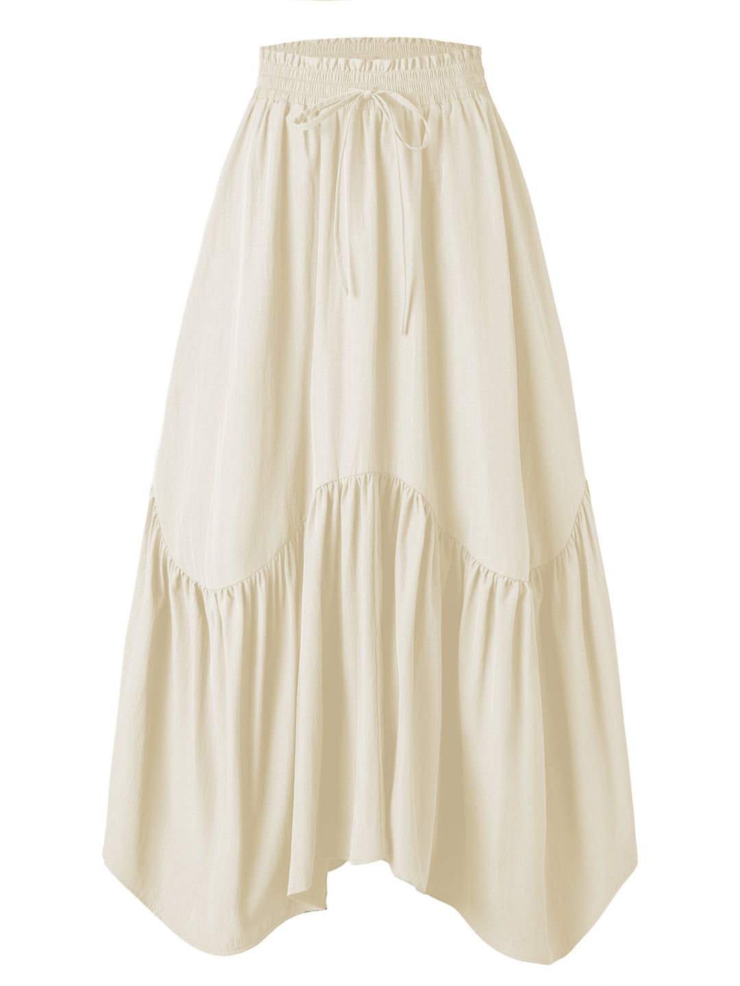 Damen Maxi-Rock mit kreativem Volantdesign und elastischem Bund R&B