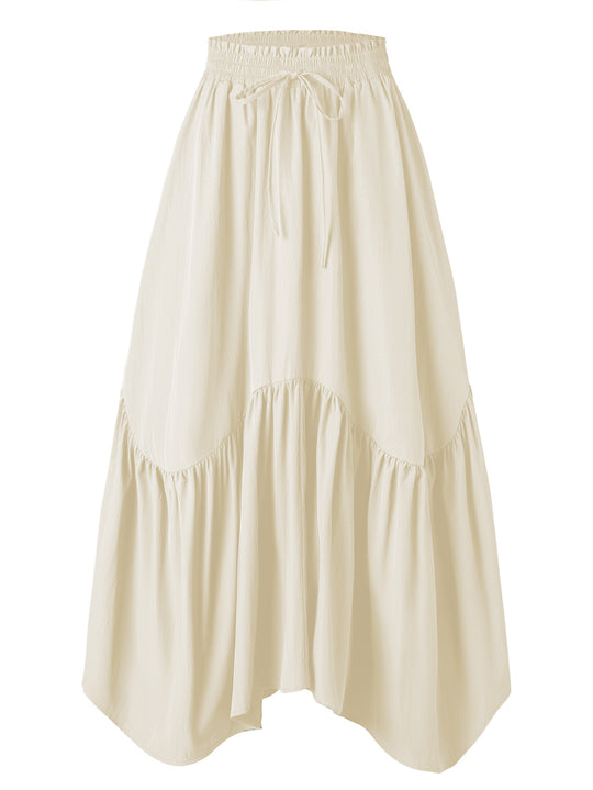 Damen Maxi-Rock mit kreativem Volantdesign und elastischem Bund R&B