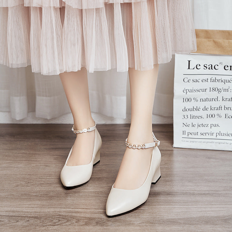 Damen Elegante Pumps mit verstellbarem Riemchen und luxuriösem Schmuckdetail R&B